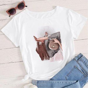 2021 Gorgeous Women T-shirt Sexy Girls Printed Sho